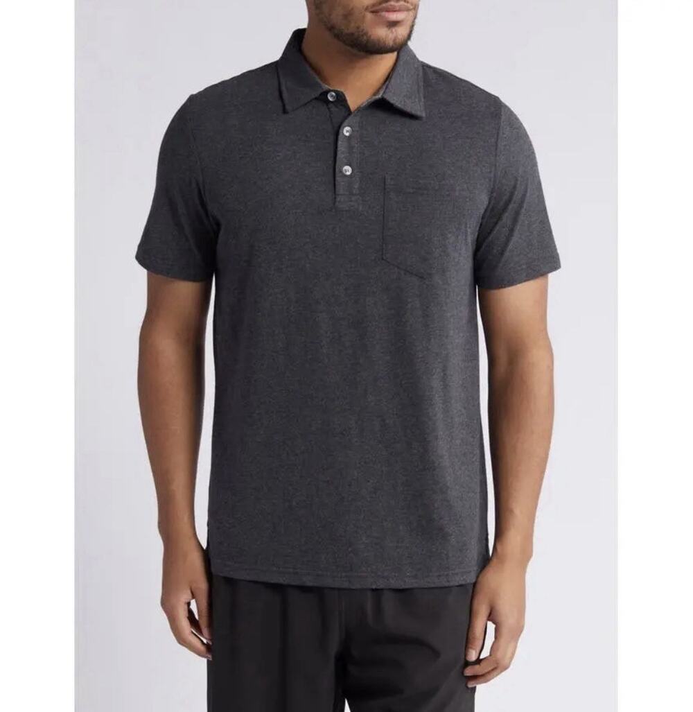 Free Fly Bamboo Heritage Polo Shirt Men's Charcoal Gray Performance Stretch XL